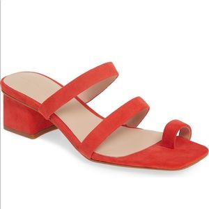 Something Navy Carly Block Heel Sandal - red suede